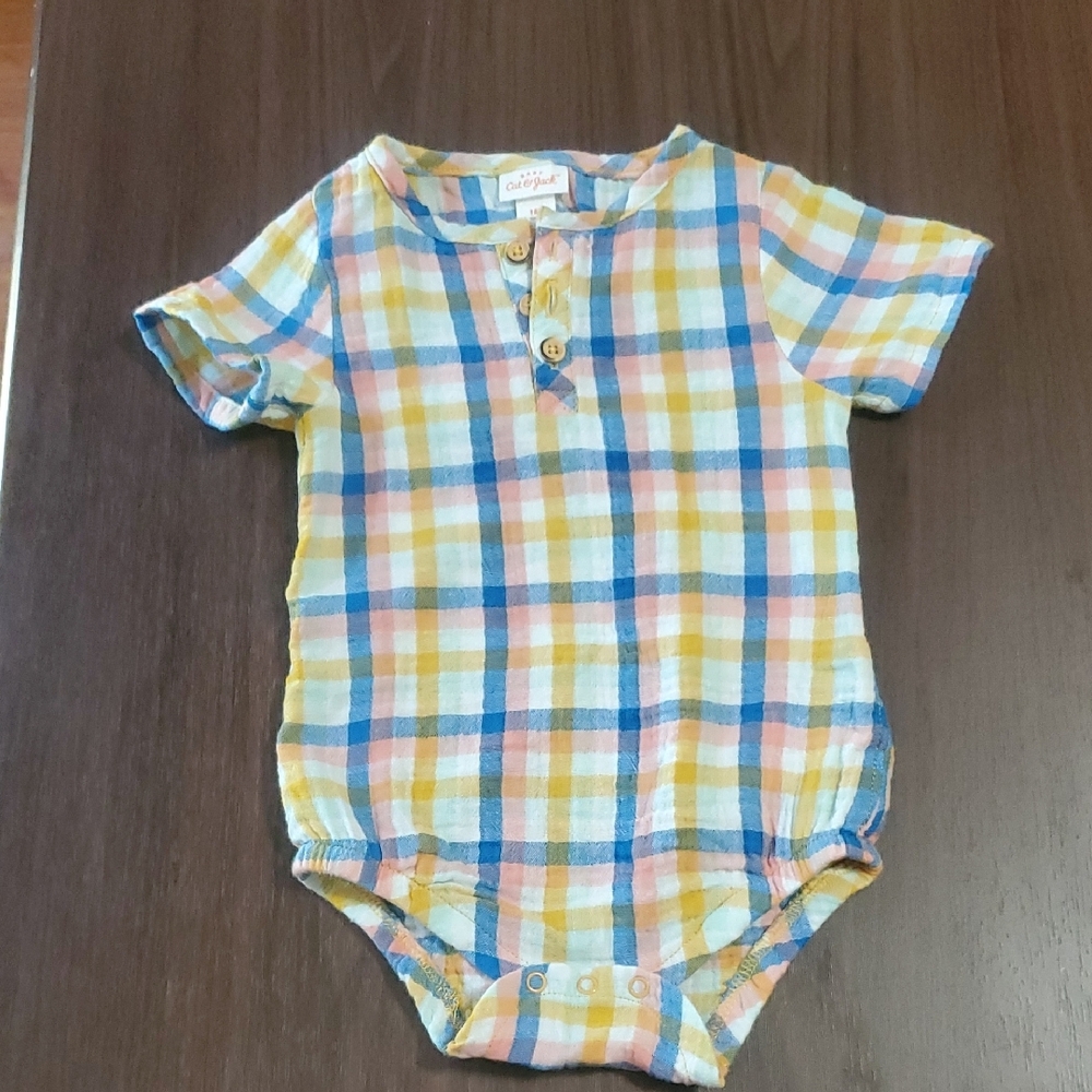 Cat & Jack Multicolor Plaid Baby Onesie